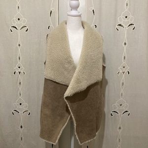Velvet by Graham & Spencer Faux Fur Sherpa Open Front Vest with Pockets, Size S